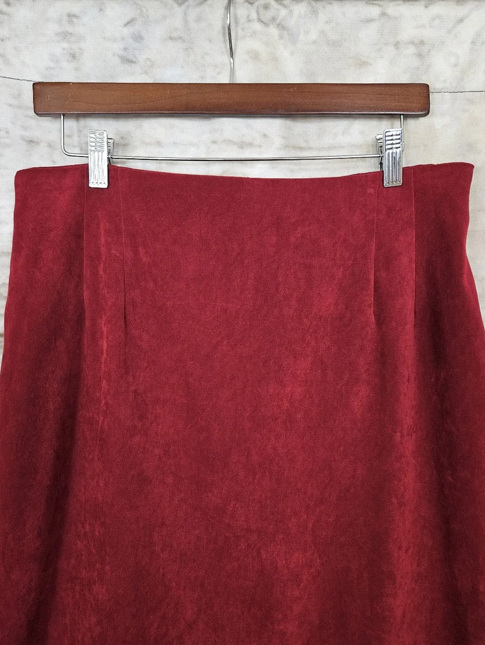 Vintage 1990s Burgundy Red Midi Pencil Skirt M 90s Briggs Whimsigoth